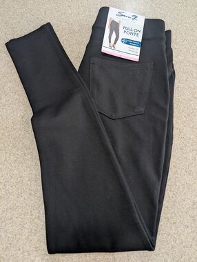 Seven7 Pull On Ponte 4-way Stretch Black Skinny Leggings Size Small